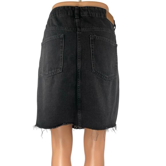 NEXT Women's Black High Waisted Distressed Cutoff Mini Denin Jean Skirt Size 10 - Picture 3 of 4